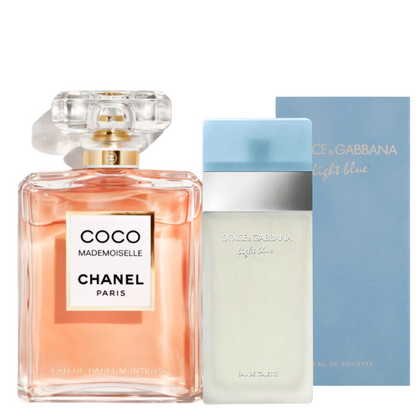 2 Parfums CHANEL COCO MADEMOISELLE EAU DE PARFUM 100ML et Dolce & Gabbana Light Blue Eau de Toilette Women's Perfume Spray 100ml