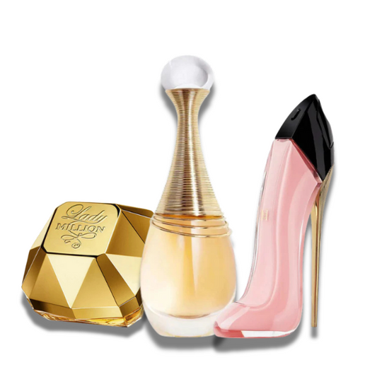 3 Parfums Paco Rabanne LADY MILLION (Eau de Parfum), Dior J'ADORE (Eau de Parfum) and Carolina Herrera GOOD GIRL BLUSH (Eau de Parfum)